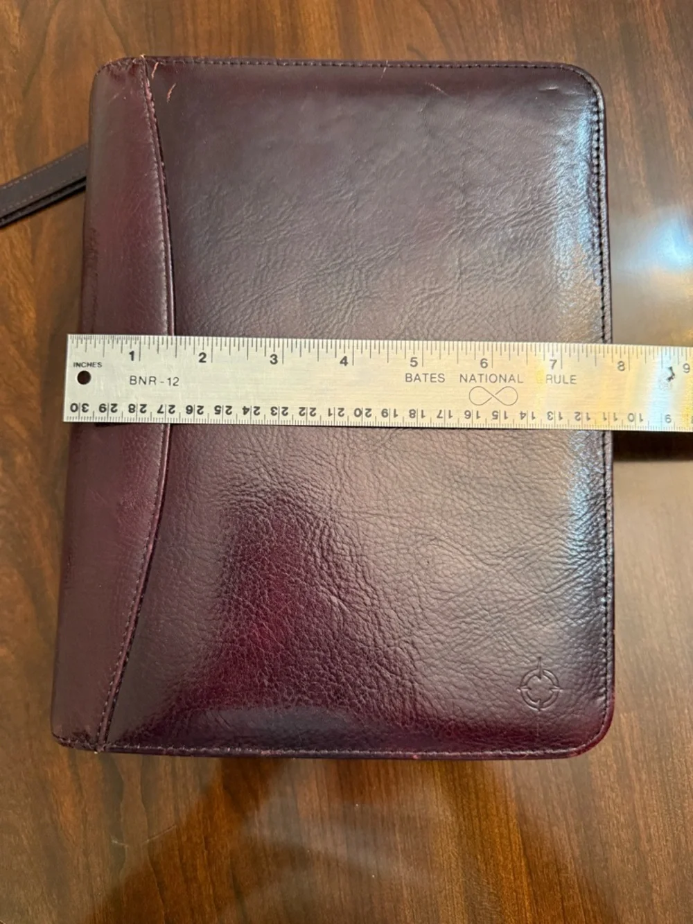 Franklin Covey Leather Zip Portfolio in Deep Plum